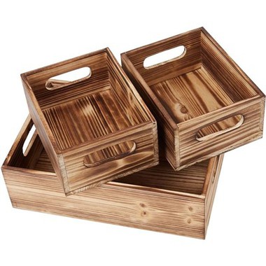 Stackable Decorative Wood Crates Set Of 3